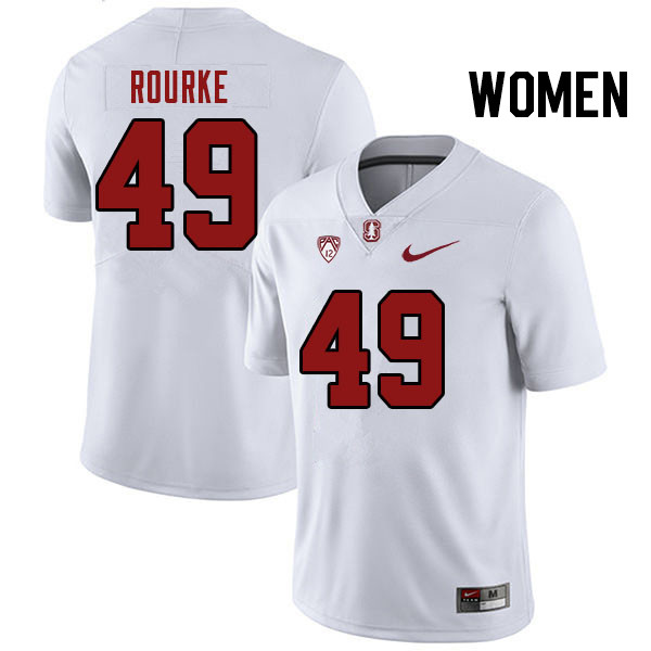 Women #49 Adam Rourke Stanford Cardinal College Football Jerseys Stitched Sale-White